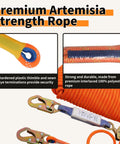 Rock Solid Heavy Duty Fall Protection Rope Kit 25 Ft With Durable Braided Polyester Line Vertical Roofing Grab Snap Hook And Shock Absorber Restraint System For Safe Roofing Work Wear Resistant And Easy To Install