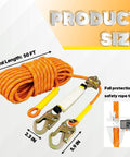 Fall Protection Safety Rope Kit 50 Ft Heavy Duty Vertical Roofing Rope With Alloy Steel Grab Hooks And Shock Absorber Multi Layer Polyester Climbing Line For Roofers Tree Stands Construction And Industrial Use