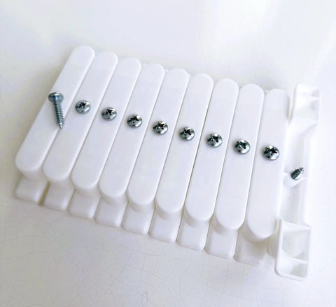 Set Of 10 False Front Cabinet Clips With Screws For Four And A Half Inch Drawer Fronts shown on white background