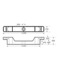 Technical diagram of Set Of 10 False Front Cabinet Clips With Screws For Four And A Half Inch Drawer Fronts showing measurements.