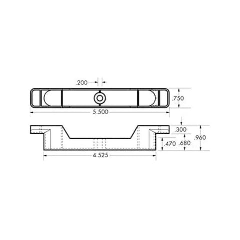 Technical diagram of Set Of 10 False Front Cabinet Clips With Screws For Four And A Half Inch Drawer Fronts showing measurements.