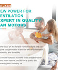 Father and daughter sitting with bath toy, promoting Motoasis quality ventilation fan motors.
