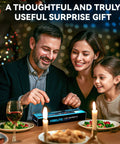 Family opening Extendable Magnetic Flashlight with Telescoping Magnet Pickup Tool gift at dinner table