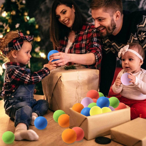Family playing with 12 Pieces Soft Foam Balls Lightweight Mini Play Balls for Safe Indoor Toys Fun Vibrant Assorted Colors Orbs
