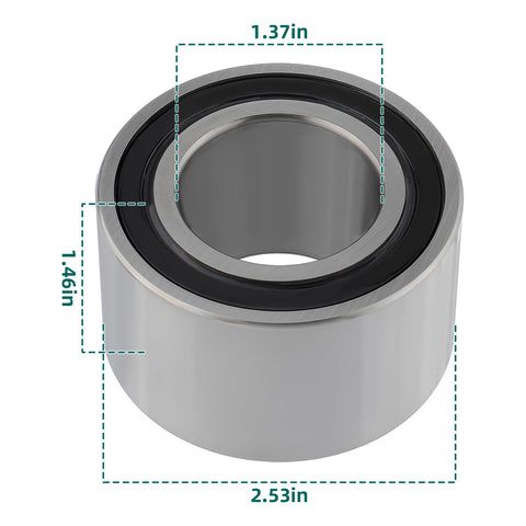 Heavy Duty Fan Pulley Hub Bearing For Dodge Ram Cummins Diesel Trucks 1989-2012 Fits 3.9L 5.9L 6.7L Engines Replacement 3910739 4429639 04429639 Replaces DF0766LUA, cylindrical metal bearing with dimensions labeled.