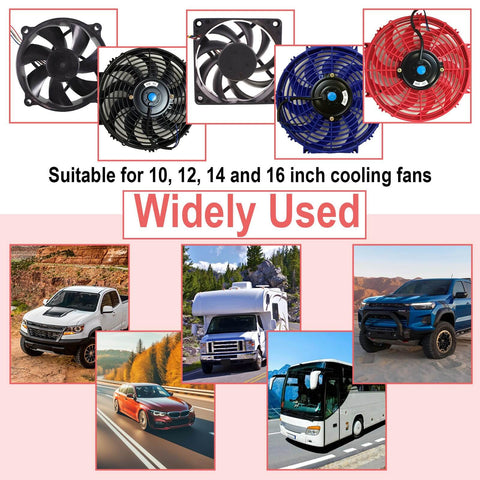 Dual 12V Electric Fan Relay Kit With 40A Relays And 185 Degree Thermostat Switch suitable for 10 to 16 inch radiator fans