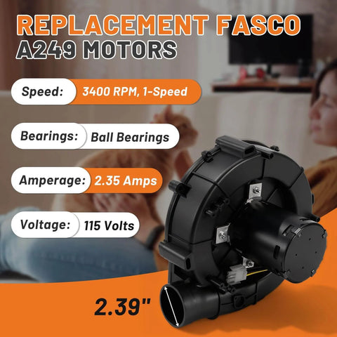 A249 Blower Motor Replacement For Lennox Draft Inducer 103618-01 103618-03 702112686 702113118 702113212 Fasco A249 115V