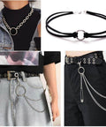 Fashion accessories featuring Heavy Duty 2 Inch Macrame Rings: necklaces, belts, bracelets with metal chains and macrame rings.