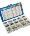 Fast Blow Glass Fuse Assortment Kit, 200 Pcs, Mixed 5x20mm And 6x30mm Fuses, 250V, 1A To 20A Range displayed in clear box