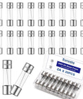 20 Pack Fast Blow Glass Fuses F2AL 250V 2A 5x20mm for electronics and home projects replacement kit with clear glass construction