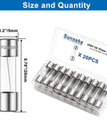 20 Pack Fast Blow Glass Fuses F2AL 250V 2A 5x20mm For Electronics And Home Projects Replacement Kit in clear plastic box