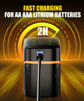 Eight Battery Pack With Charger 4 AA 3400mWh And 4 AAA 1100mWh fast charging USB-C charger with 2-hour charge time display