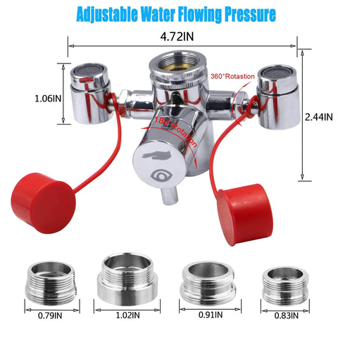 Faucet Mounted Eyewash Station Kit With Emergency Eye Flush, OSHA Approved First Aid, showing faucet attachments and adapters.