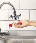 Faucet Mounted Eyewash Station Kit With Emergency Eye Flush, OSHA Approved First Aid installed on kitchen sink faucet