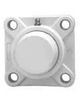 Front view of MBFPL5-16CEW Stainless Narrow Set Screw Pillow Block, Single Unit 4-Bolt Plastic Housing with White Cover.