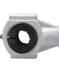 Side view of 1-3/16 in Accu-Loc White Hanger B single unit, thermoplastic housing closet rod support UEHPL206-19W replacement part.