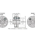 FCLS-200 NBK Flexible Flanged Shaft Coupling Made in Japan technical drawing with detailed dimensions.