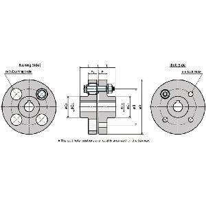 FCLS-200 NBK Flexible Flanged Shaft Coupling Made in Japan technical drawing with detailed dimensions.