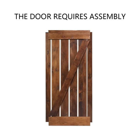 36 Inch By 84 Inch Knotty Pine Sliding Barn Door Slab With Walnut Stain For Interior Rooms Rustic Farmhouse Style Easy Install Kit