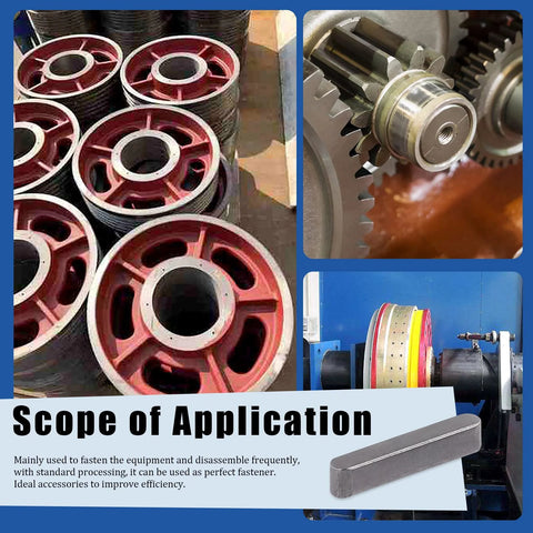 Feather Key Stock Set 140Pcs in 16 Sizes for CNC machines with gears and drive shafts, scope of application description.