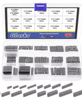 Open box of Feather Key Stock Set 140Pcs in 16 Sizes 8mm 10mm 12mm 16mm 20mm 25mm 30mm for CNC lathes and machinery