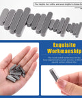Feather Key Stock Set 140Pcs in 16 Sizes displayed in hand, featuring round-ended keys for drive shafts and machinery DIY projects.