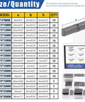 Feather Key Stock Set 140Pcs in 16 Sizes 8mm 10mm 12mm 16mm 20mm 25mm 30mm Smooth Round Ended Keys in organized storage box, size chart shown