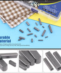 Feather Key Stock Set 140Pcs in 16 Sizes kit shown with various smooth round-ended keys, product box, and materials displayed.