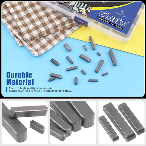 Feather Key Stock Set 140Pcs in 16 Sizes kit shown with various smooth round-ended keys, product box, and materials displayed.