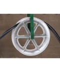 Feeding Sheave for 3-1/2-Inch Conduit in welded steel guiding cable through conduit