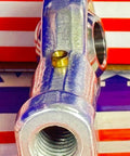 Front view of Female Rod End 10mm PHS10L Left hand Bearing showing threaded opening and smooth metal finish