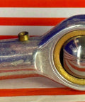 Side view of Female Rod End 10mm PHS10L Left hand Bearing showing threaded connector and ball joint.