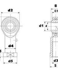 Female Rod End PHSB10 5/8 Right hand Bearing - VXB Ball Bearings