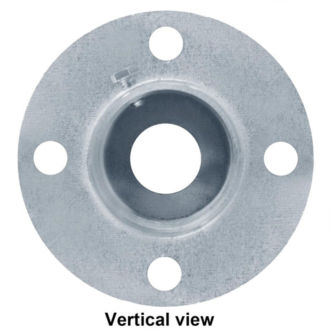 Vertical view of Heavy Duty Chain Link Fence Post Floor Flange Base Set Of Four For One Five Eighths Inch OD Poles Surface Mount