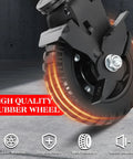 Close-up of a heavy-duty gate caster with brake, rubber wheel for Two Pack 6 Inch Fence Gate Wheels With Brake For Metal Or Wood Gates