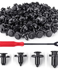 Push Type Fender Liner Clips Kit For Nissan And Infiniti Front Bumpers, 121-Piece Plastic Fasteners Set With Tool, 8mm Hole Fit, OEM Replacement 01553-05323, 01553-09321, 01553-09241, Includes Radiator Rivets, By UNIGT.
