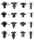 Set of push type fender liner clips for Nissan and Infiniti front bumpers, 121-piece plastic fasteners set with tool, 8mm hole fit.