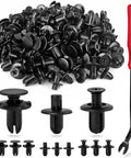 Ultimate 120Pcs Fender Liner Push Type Retainer Clip Fastener Kit For Hyundai And Kia, black clips and red tool visible
