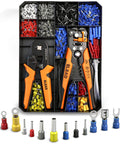 Pro Grade Ferrule Crimping And Stripping Tool Kit With Automatic Wire Stripper, 1156 Ferrules, AWG 23 To 7 Crimper, 1188-Piece Set