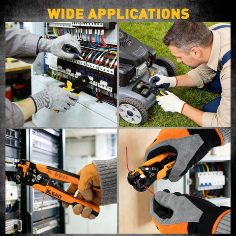 Pro Grade Ferrule Crimping And Stripping Tool Kit with Automatic Wire Stripper used in various electrical applications