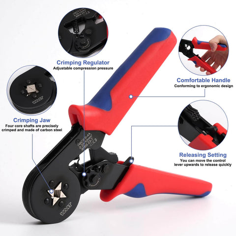 Ferrules Crimping Tool Kit With 1700 PCS Assorted Wire Ferrules Self Adjusting Ratchet Crimper For AWG 23-7 0.25-10mm2
