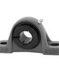 Front view of UEP205-16FS 1 in Accu-Loc free pillow block bearing, single 2-bolt cast iron housing, ball insert, relubricatable.