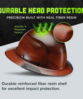 Dax Fiber Resin Full Brim Safety Helmet With 6 Point Suspension And Comfort Dome showcasing fiber resin durability.