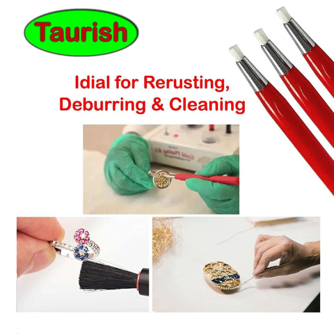 Fiberglass Scratch Brush Pen 3 Pack Jewelry Watch Coin Cleaning Electronic Applications Rust and Corrosion Removal in use