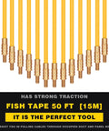 Fifty Foot Fiberglass Fish Tape Running Wire Cable Rods Coaxial Electrical Connectable with Brass Threaded Connectors
