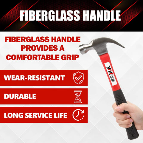 Durable 16 oz claw hammer with a fiberglass handle delivers precise strikes, vibration-damping comfort, and controlled leverage.