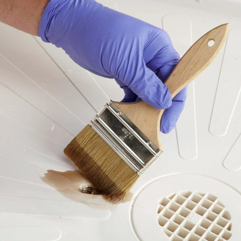 Applying All-In-One Fiberglass Repair Kit With Resin, Hardener, Cloth, And Tools For Automotive, Marine, And Home DIY Repairs - 0.45 Pint Waterproof Quick Fix Solution on a surface