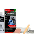 All-In-One Fiberglass Repair Kit With Resin, Hardener, Cloth, And Tools For Automotive, Marine, And Home DIY Repairs - 0.45 Pint Waterproof Quick Fix Solution showing resin bottle, hardener tube, fiberglass cloth, and applicator tools