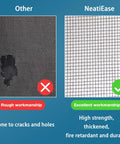 Comparison of adjustable fiberglass window screen mesh kit 48x102 inches; left: damaged screen, right: durable, high-strength mesh.