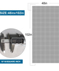 Adjustable Fiberglass Window Screen Mesh Kit 48x102 Inches for patio doors and windows, shown with size measurement, tear-resistant.